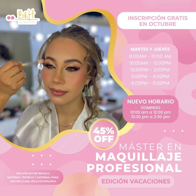 Diseño de promoción de formación en maquillaje de Beauty & Hair